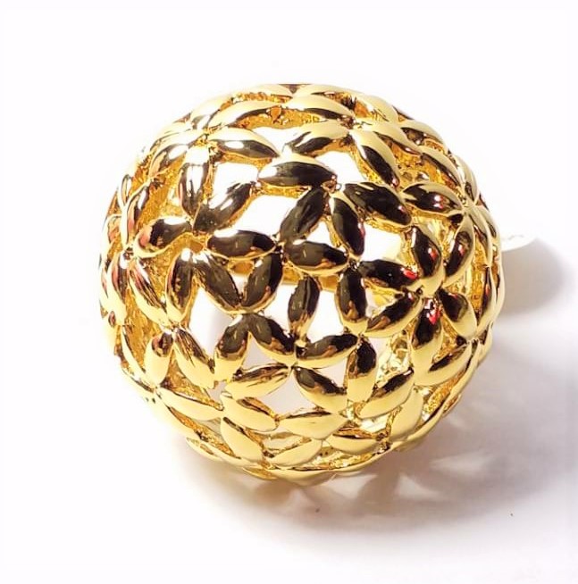 ANILLO ENCHAPADO DORADO REDONDO CALDO DE HOJAS PEQUEÑAS