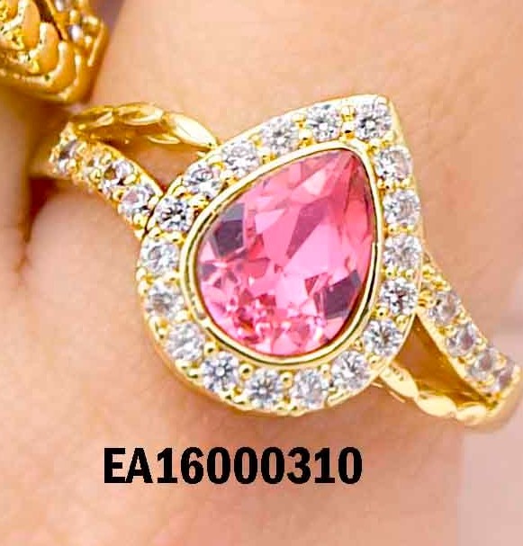 ANILLO GOTA FUCSIA BORDES DE ZIRCONIAS