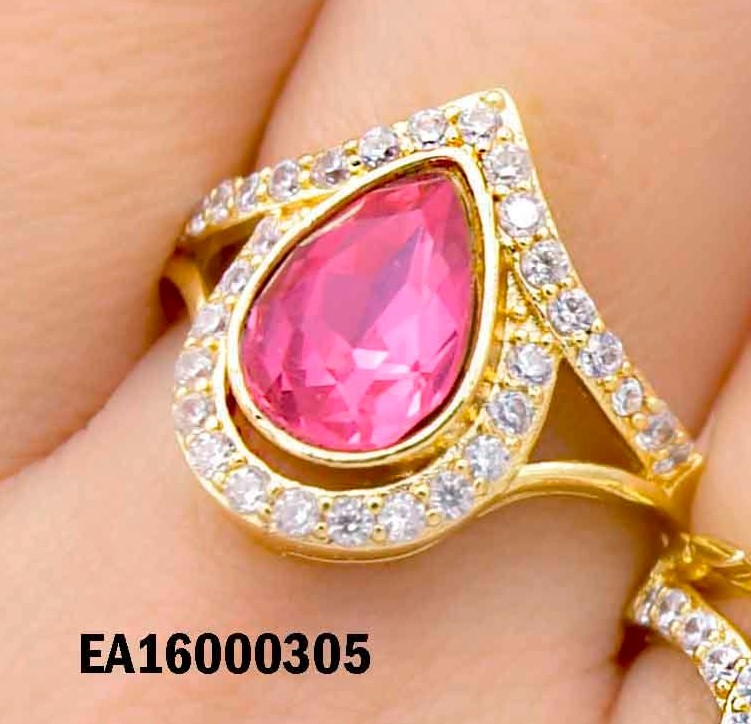 ANILLO GOTA FUCSIA BORDES DE ZIRCONIAS