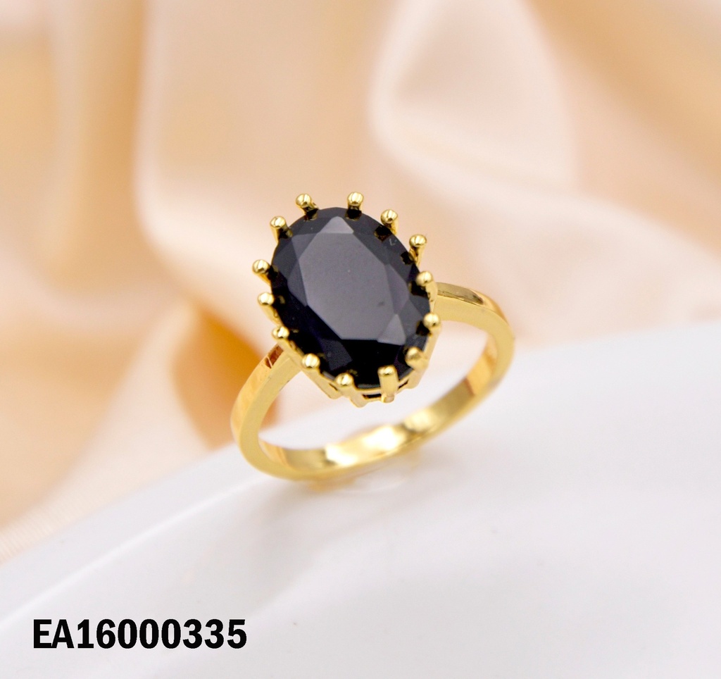 ANILLO PIEDRA ZIRCONIA OVALADA NEGRA