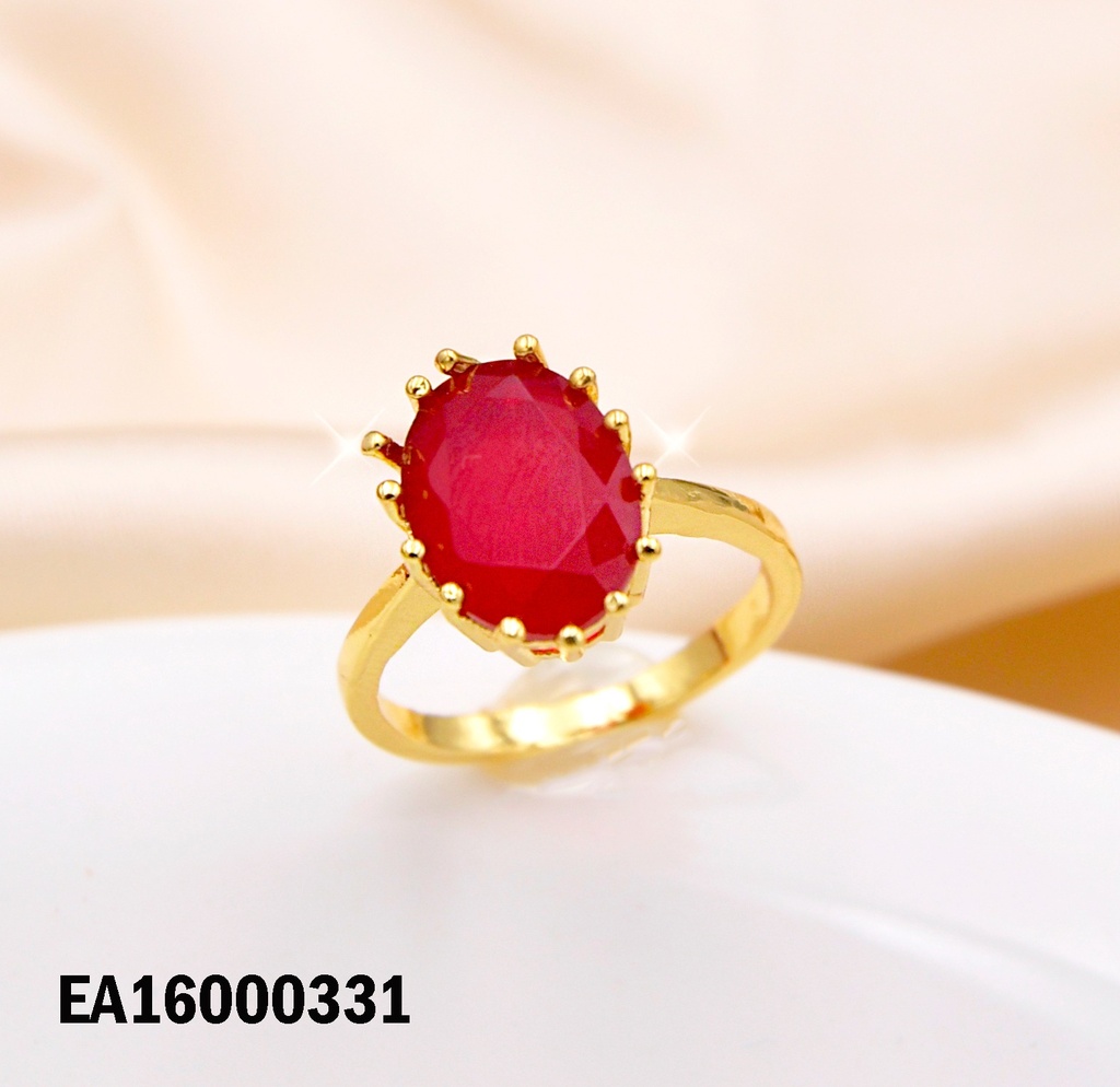 ANILLO PIEDRA ZIRCONIA OVALADA ROJA