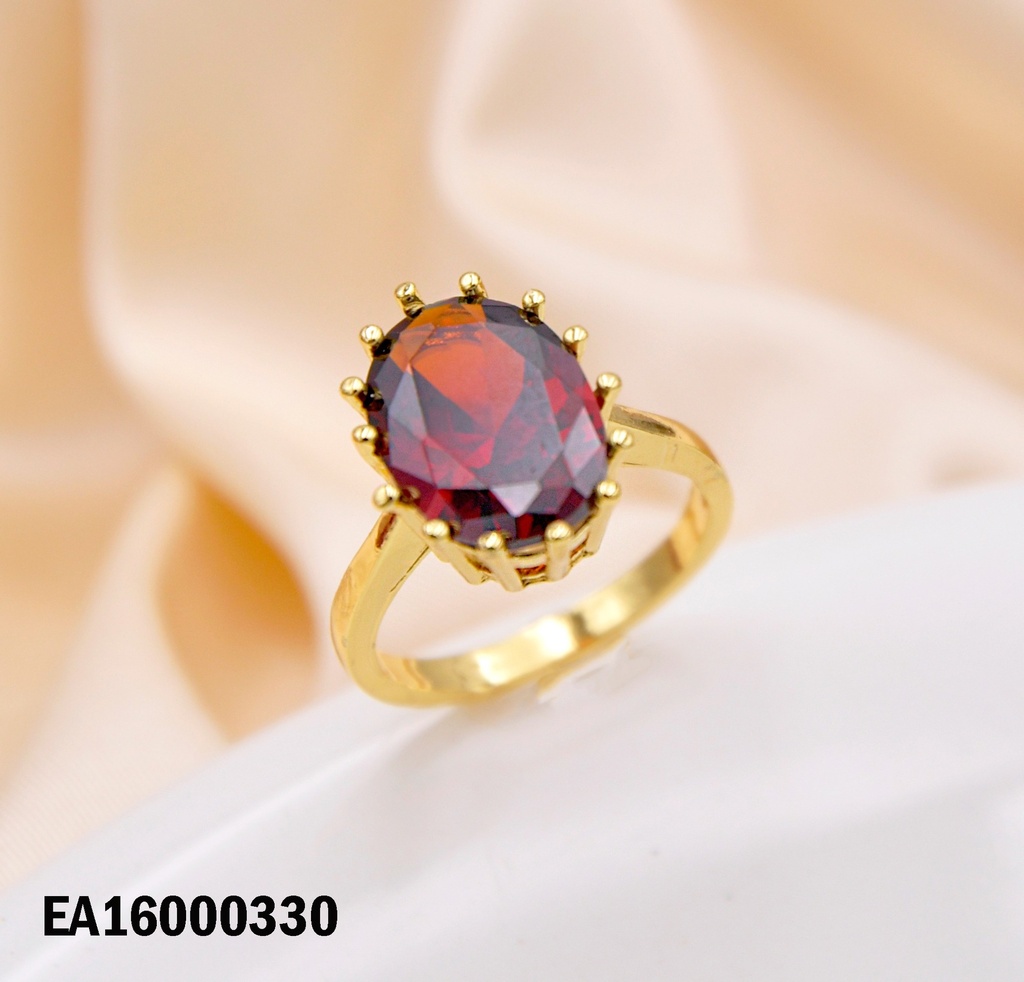 ANILLO PIEDRA ZIRCONIA OVALADA ROJA OSCURA