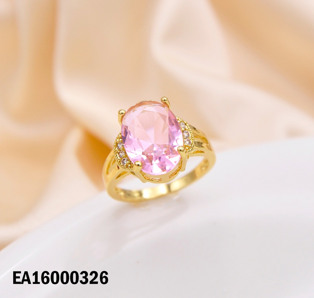 ANILLO PIEDRA ZIRCONIA OVALADA ROSADA