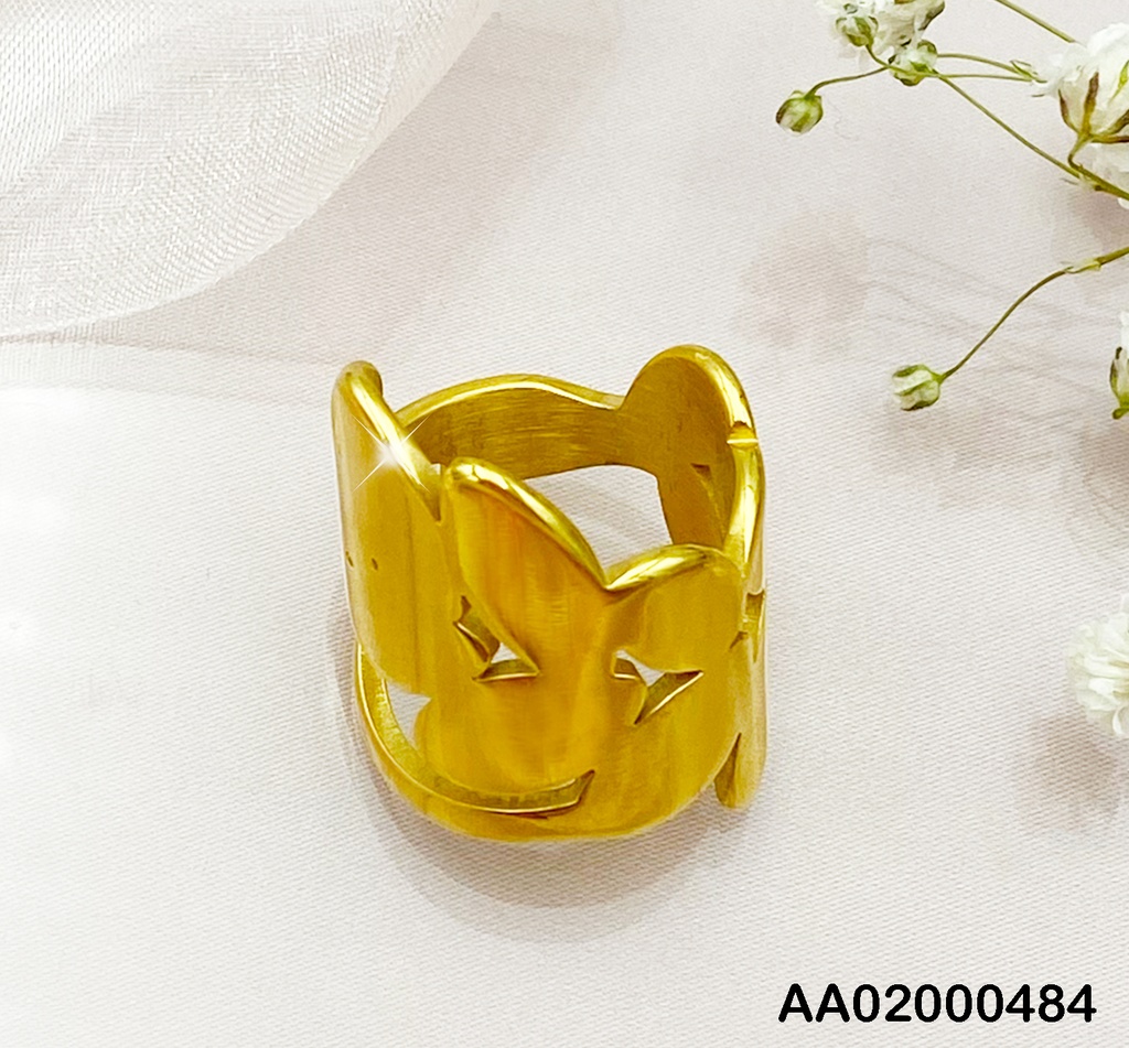 ANILLO PLACA HOJA DIAGONAL LÍNEA DEBAJO