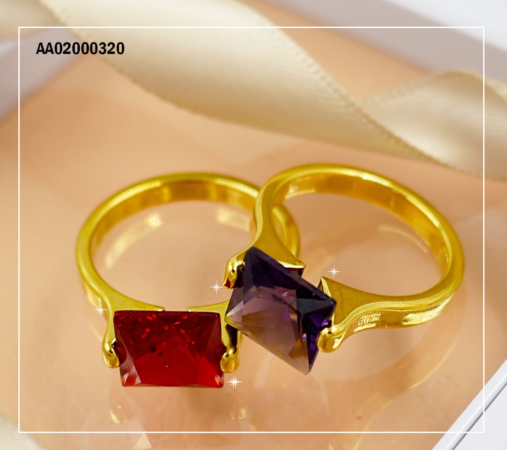 ANILLO SOLITARIO ZIRCONIA CUADRO COL.VARIOS