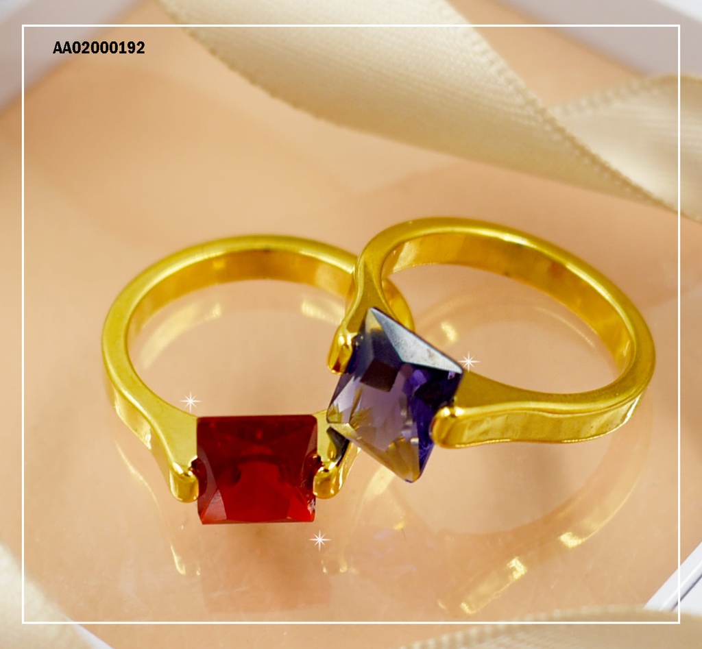 ANILLO SOLITARIO ZIRCONIA RECTÁNGULO VERTICAL COL.VARIOS
