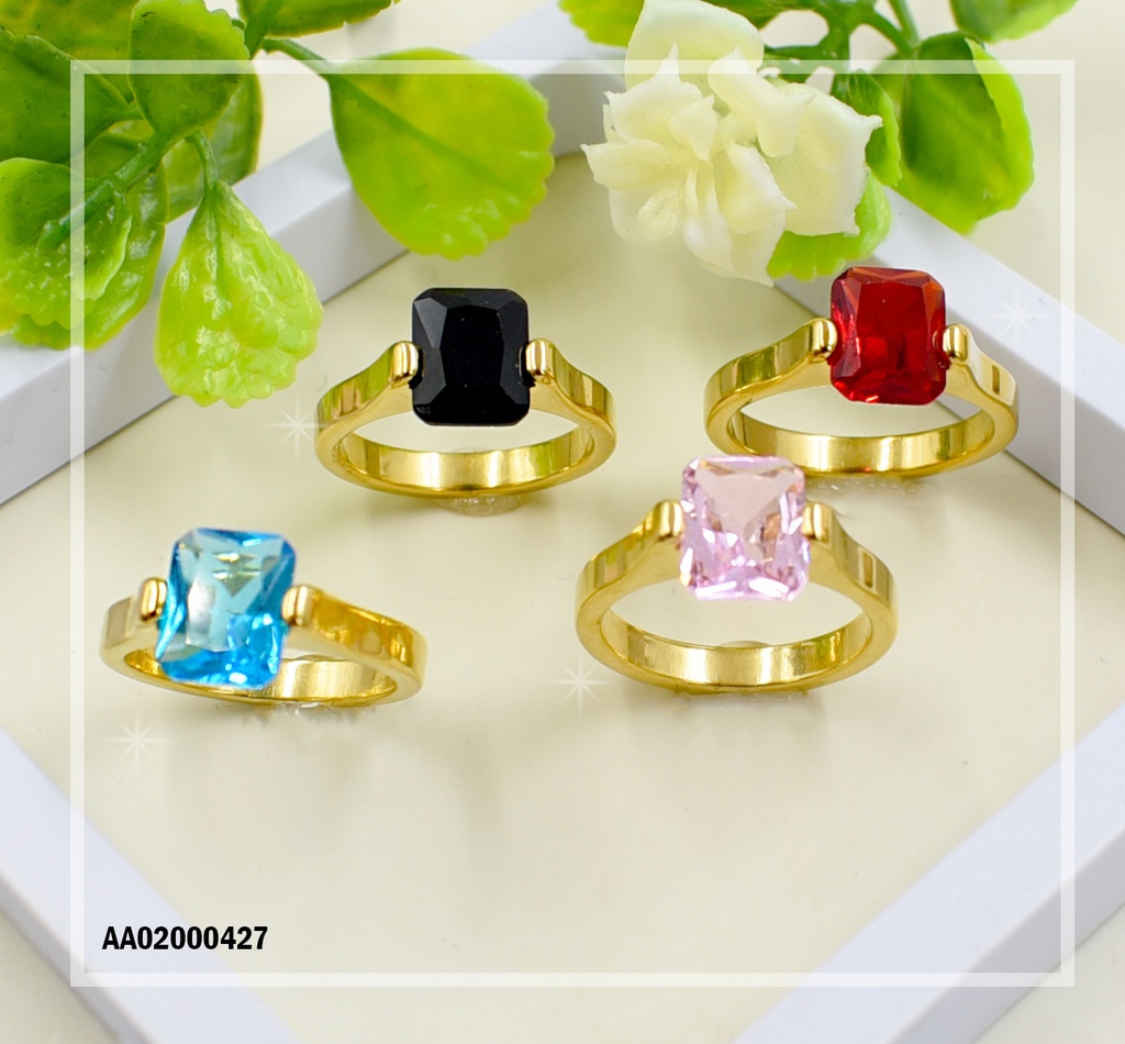 ANILLO SOLITARIO ZIRCONIA RECTÁNGULO VERTICAL REDONDEADO