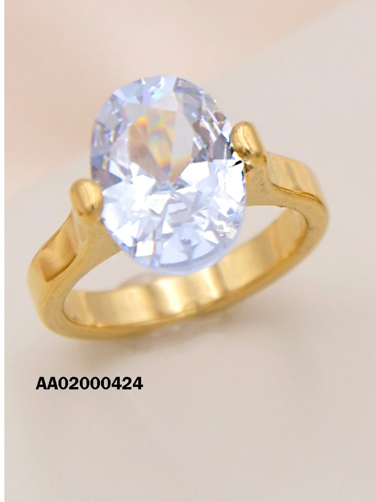 ANILLO SOLITARIO ZIRCONIA REDONDEADA OVALADA