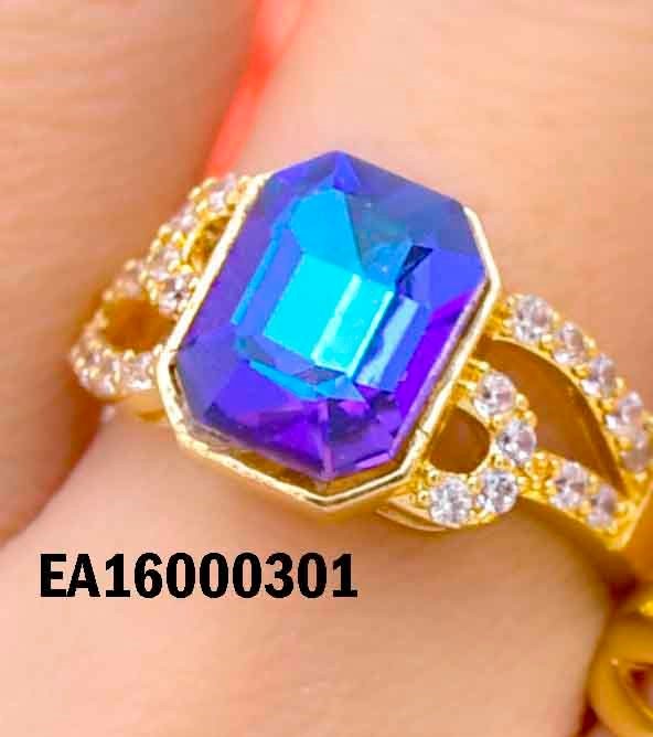 ANILLO ZIRCONIA RECTANGULAR AZUL ZIRC LATERALES