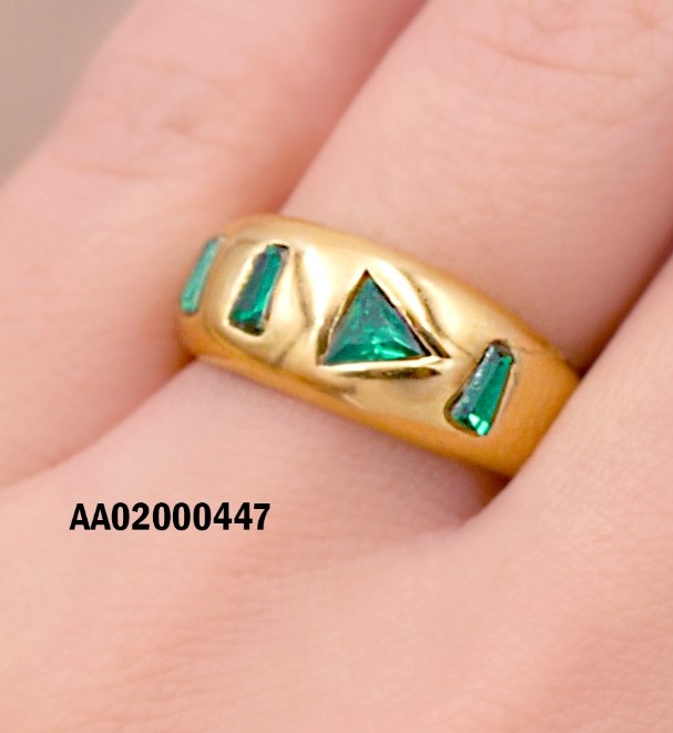 ANILLO ZIRCONIAS VERDES FORMAS GEOMÉTRICAS