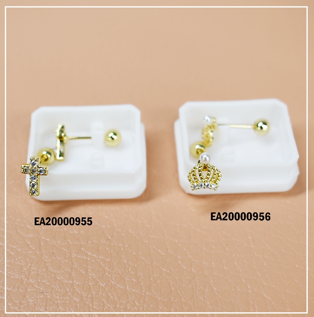 ARETE CORONA CON PERLITA Y PROTECTORES