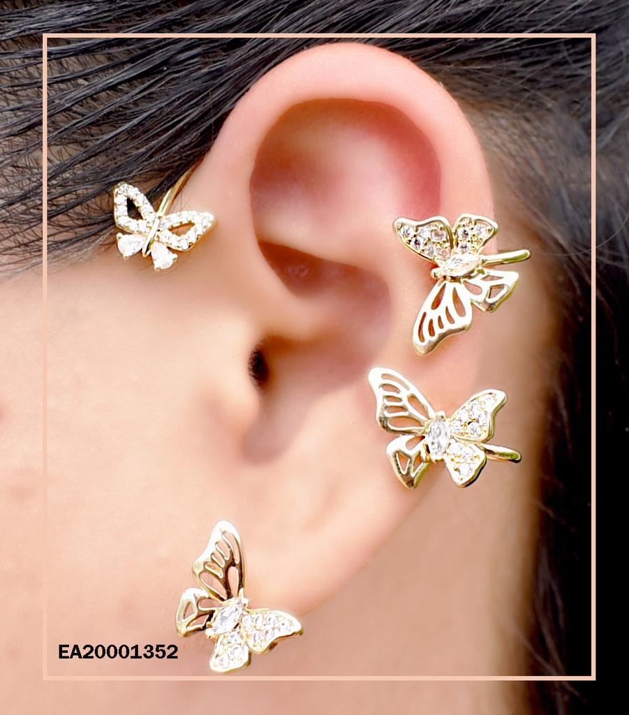 ARETE ENCHAPADO MARIPOSAS ALAS CALADA/ZIRC.