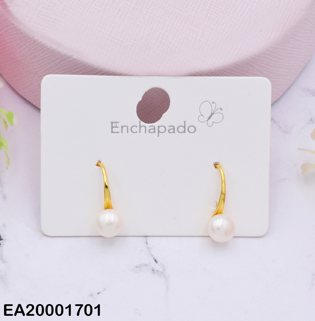 ARETE PERLA  CON CURVA DORADA