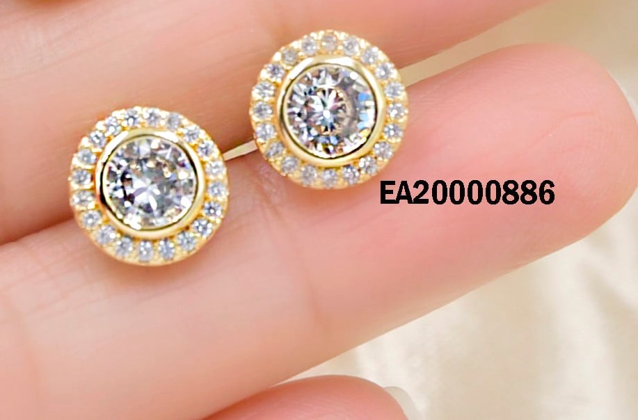ARETE REDONDO ZIRCONIA EN BORDE DORADO
