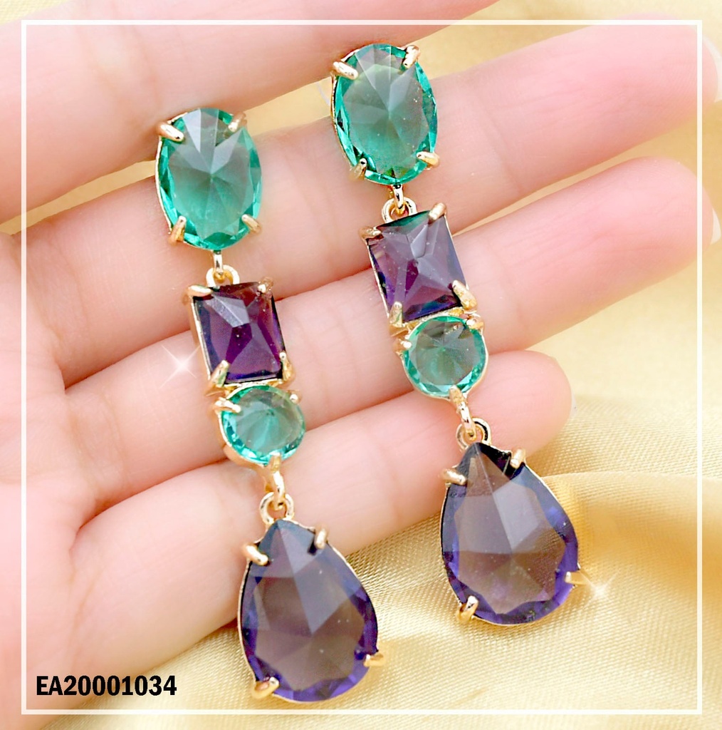 ARETES  PIEDRAS TONOS FUERTES ÓVALO/RECTÁNGULO/CÍRCULO/GOTA