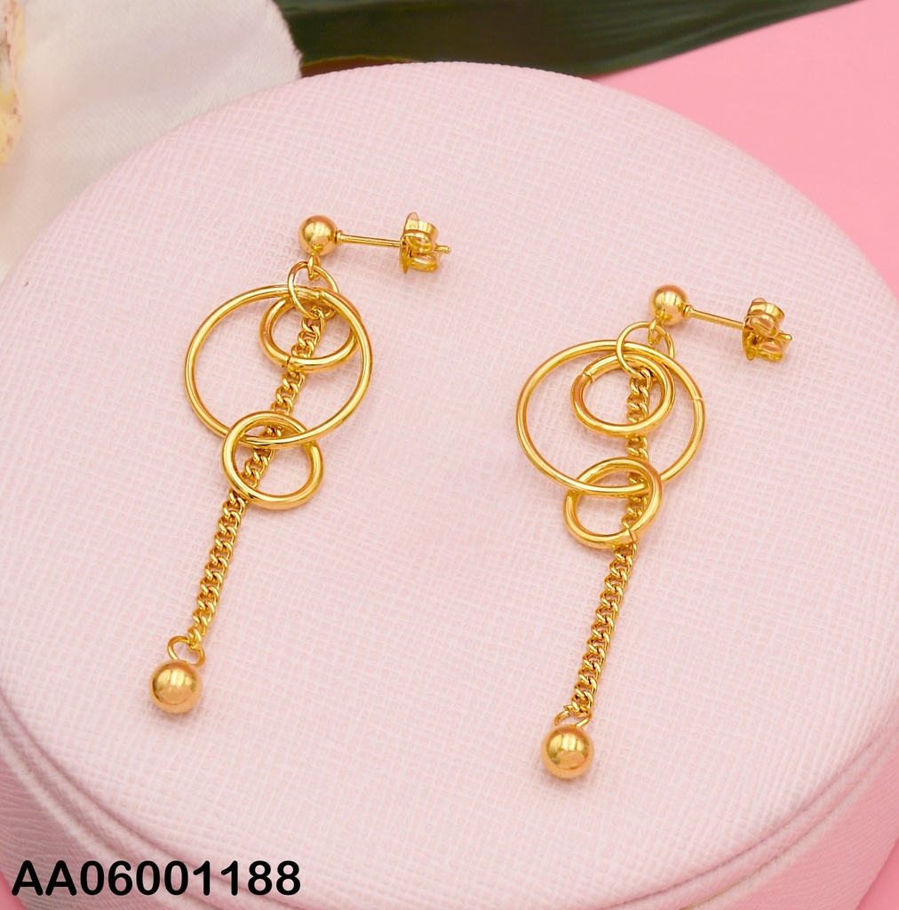ARETES 3 CÍRCULOS ENTRELAZADOS CADENITA COLGANTE
