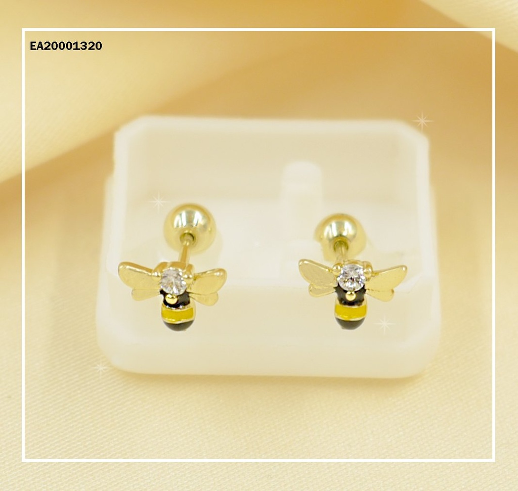 ARETES ABEJITA CON TAPÓN PROTECTOR