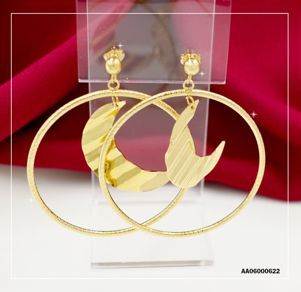 ARETES ARGOLLA CON LUNA COLGANTE