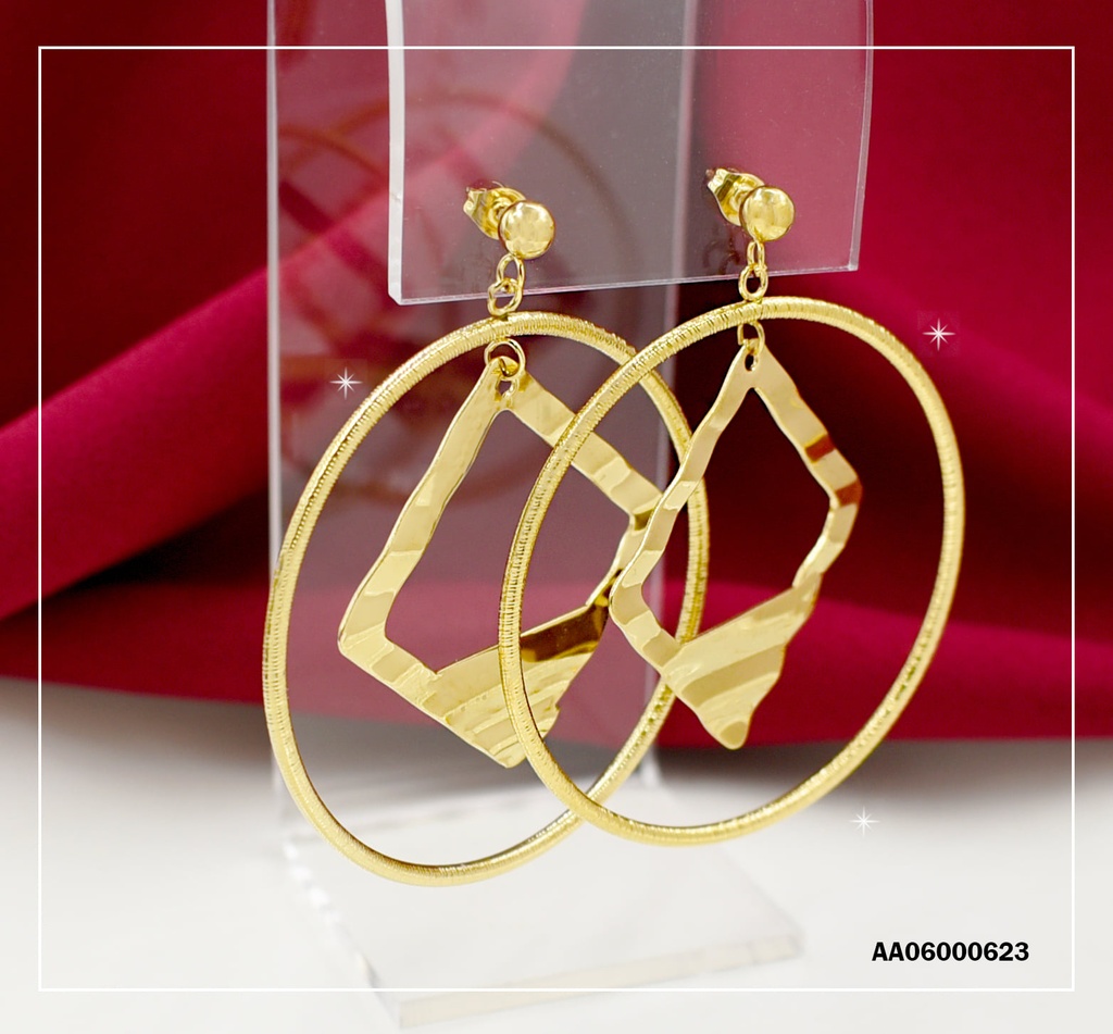 ARETES ARGOLLA CON ROMBOS COLGANTE