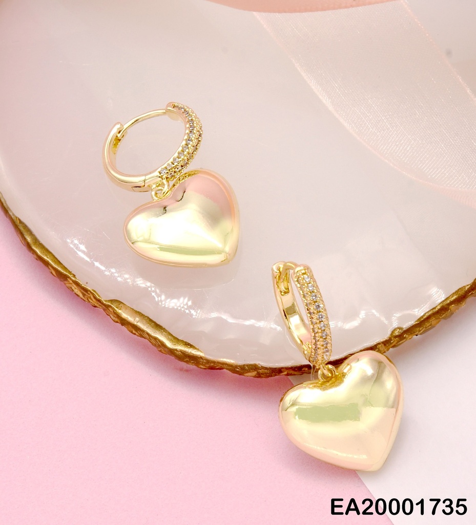 ARETES ARGOLLA ZIRCONIAS CORAZÓN CALADO/LISO