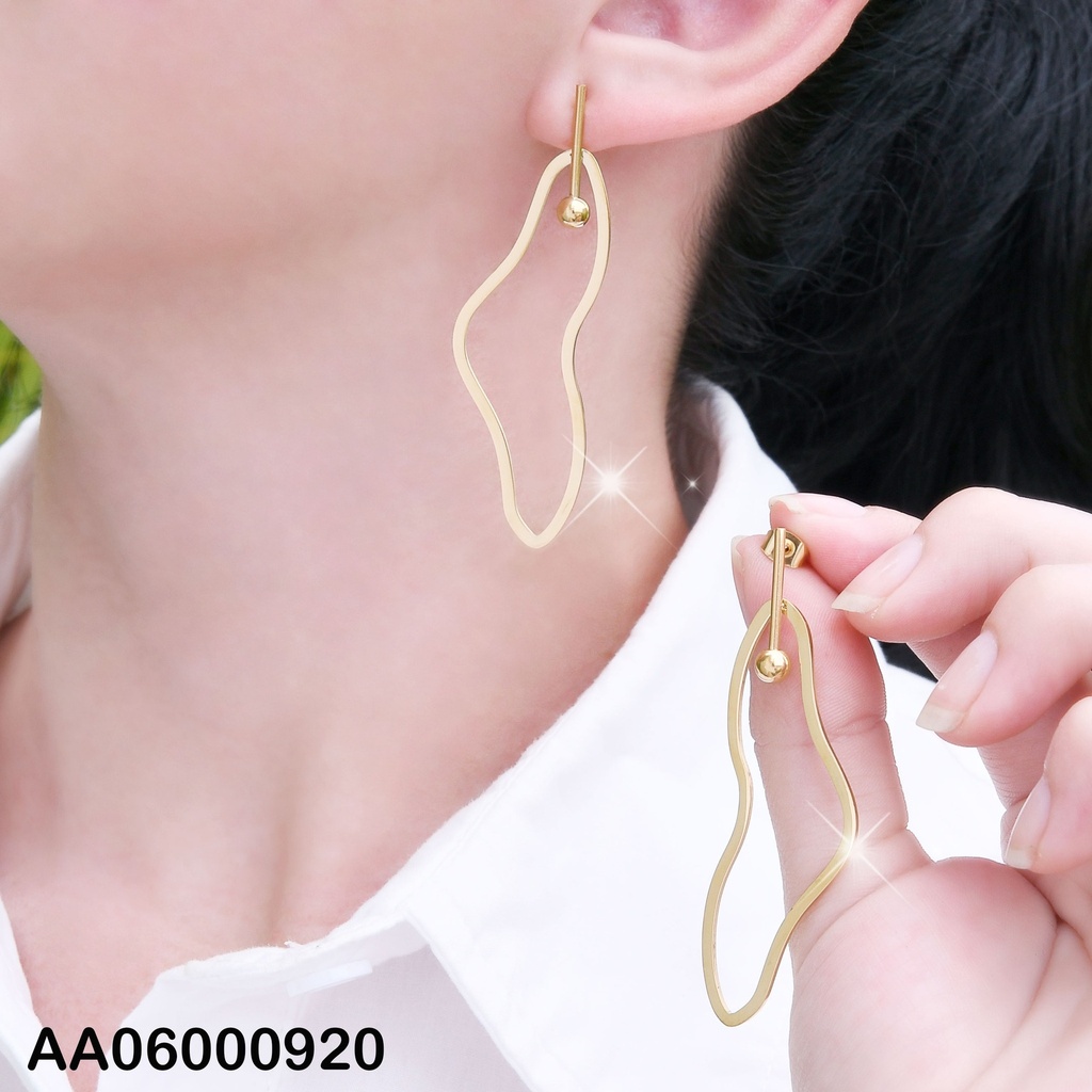 ARETES BARRITA C/PELOTITA DORADA CROQUI IRREGULAR