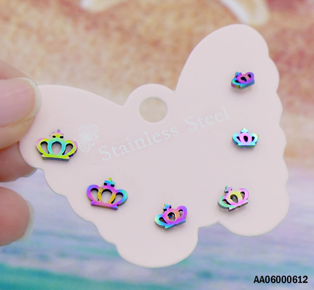 ARETES CARTÓN MARIPOSA CORONAS TORNASOL