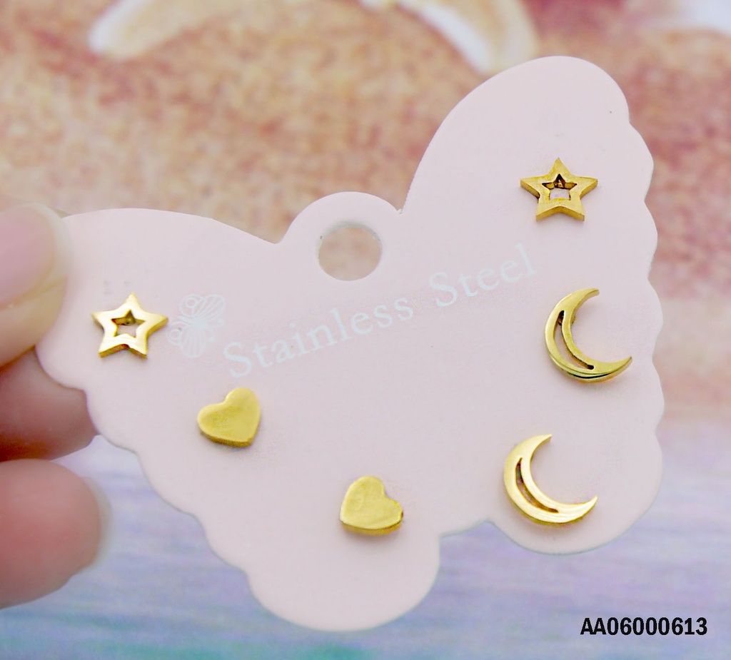 ARETES CARTÓN MARIPOSA LUNAS/CORAZÓN/ESTRELLAS