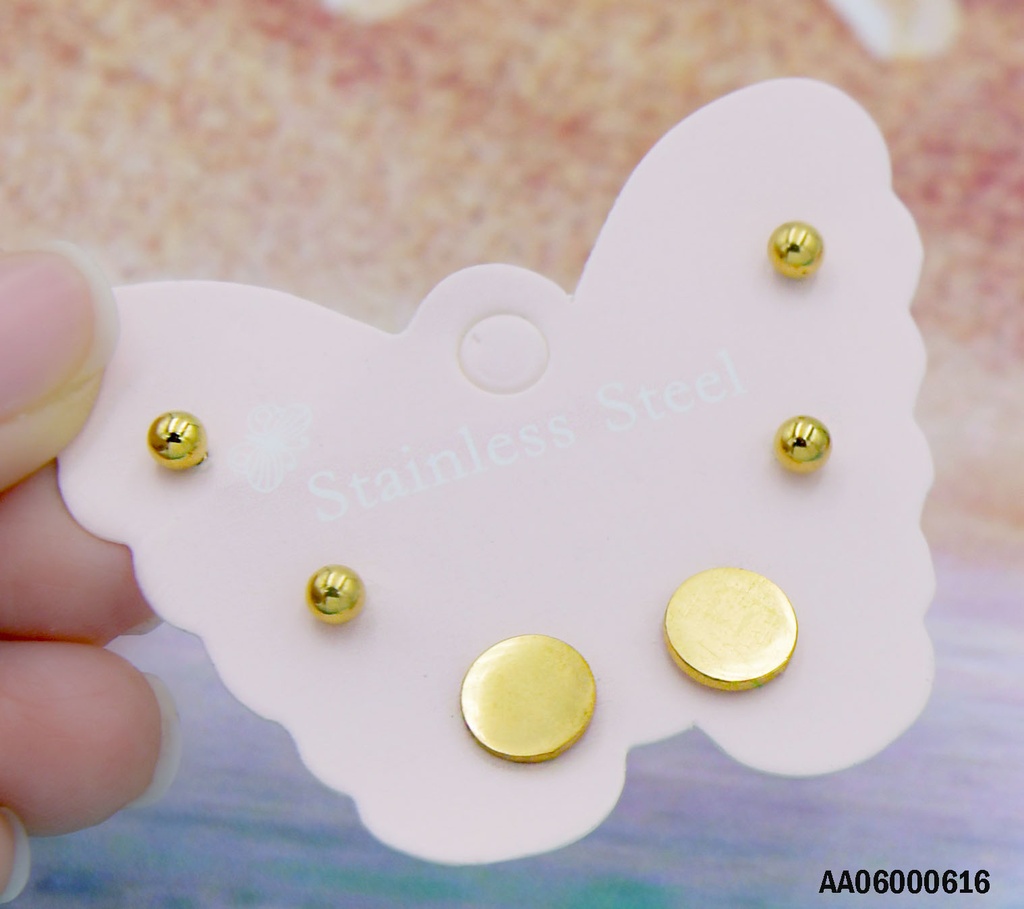 ARETES CARTÓN MARIPOSA PELOTITAS PLACA REDONDA