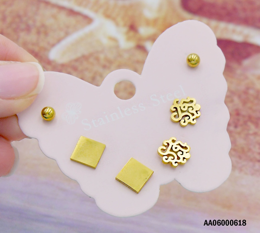 ARETES CARTÓN MARIPOSA PELOTITAS/PLACA CUDRADA/ENREJADO