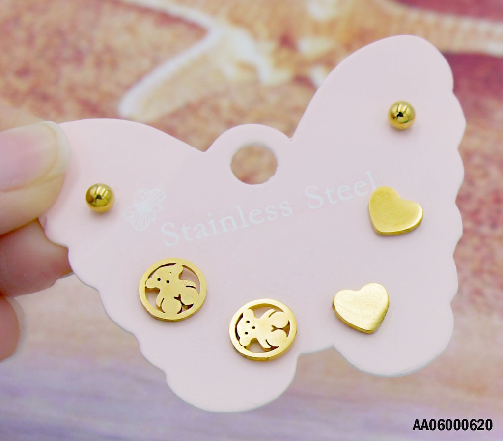 ARETES CARTÓN MARIPOSA PELOTITAS/PLACA ♥/OSITO