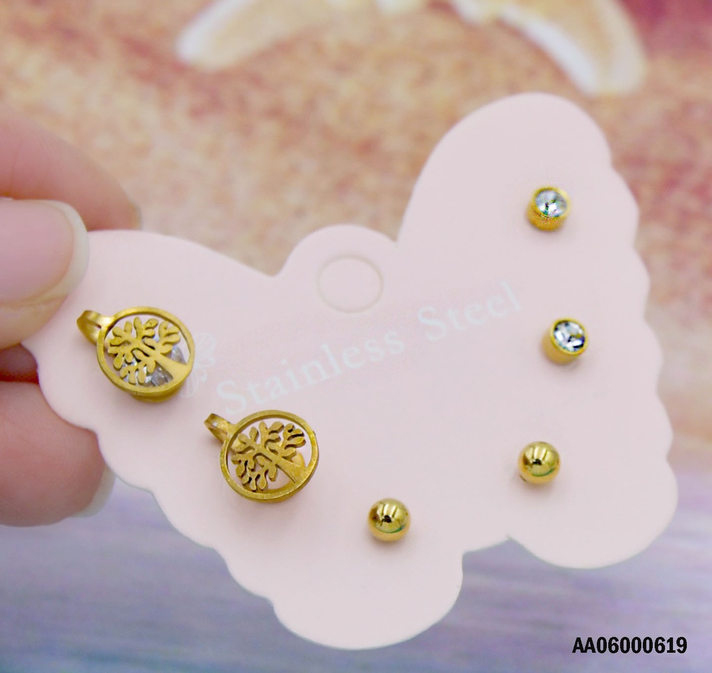 ARETES CARTÓN MARIPOSA PELOTITAS/ZIRCONIAS/ÁRBOL