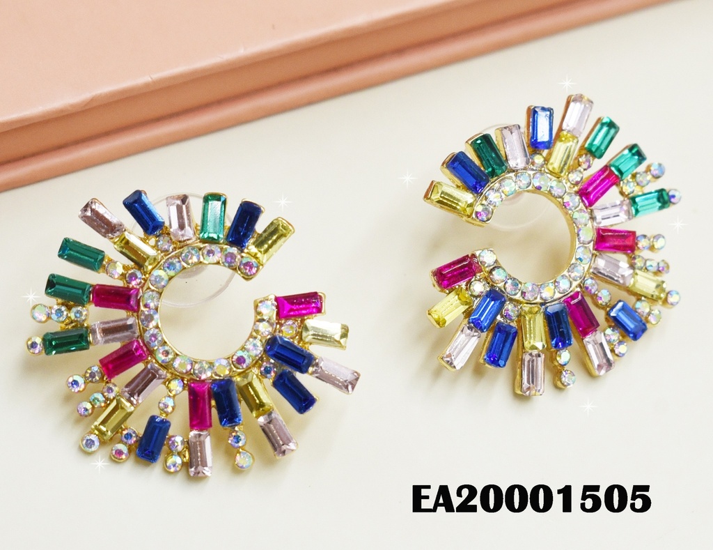 ARETES CIRCULAR C/ZIRC RECTÁNGULARES COL.VARIOS