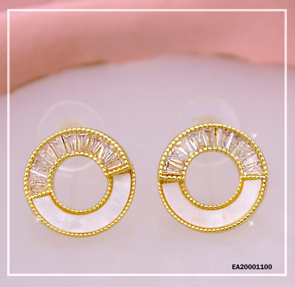 ARETES CIRCULARES MITAD BLANCO/MITAD CRISTALES