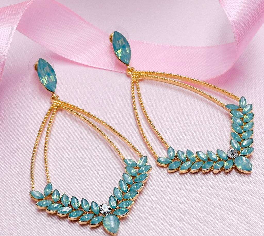 ARETES COLGANTES PIEDRA VERDE OLIVO