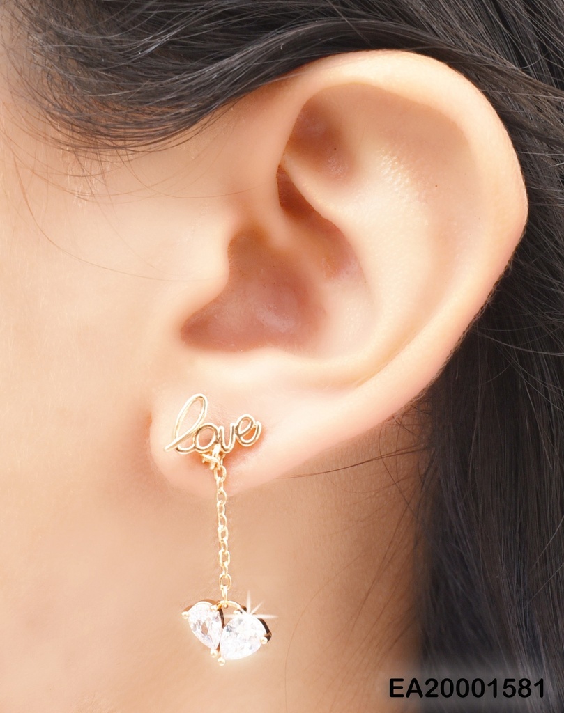 ARETES COLGAR "LOVE" CADENITA💛ZIRC