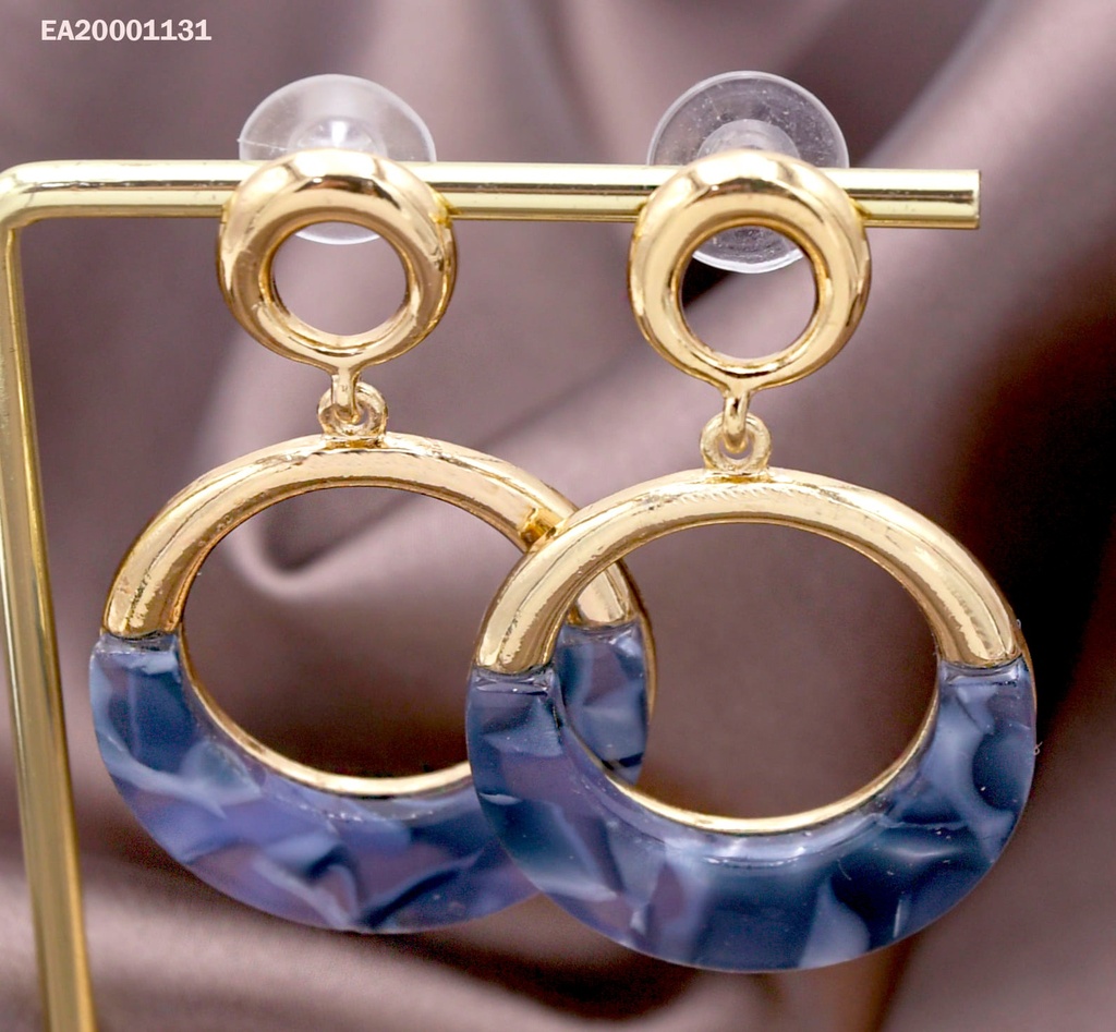 ARETES COLGAR ARO MITAD DORADO/AZUL