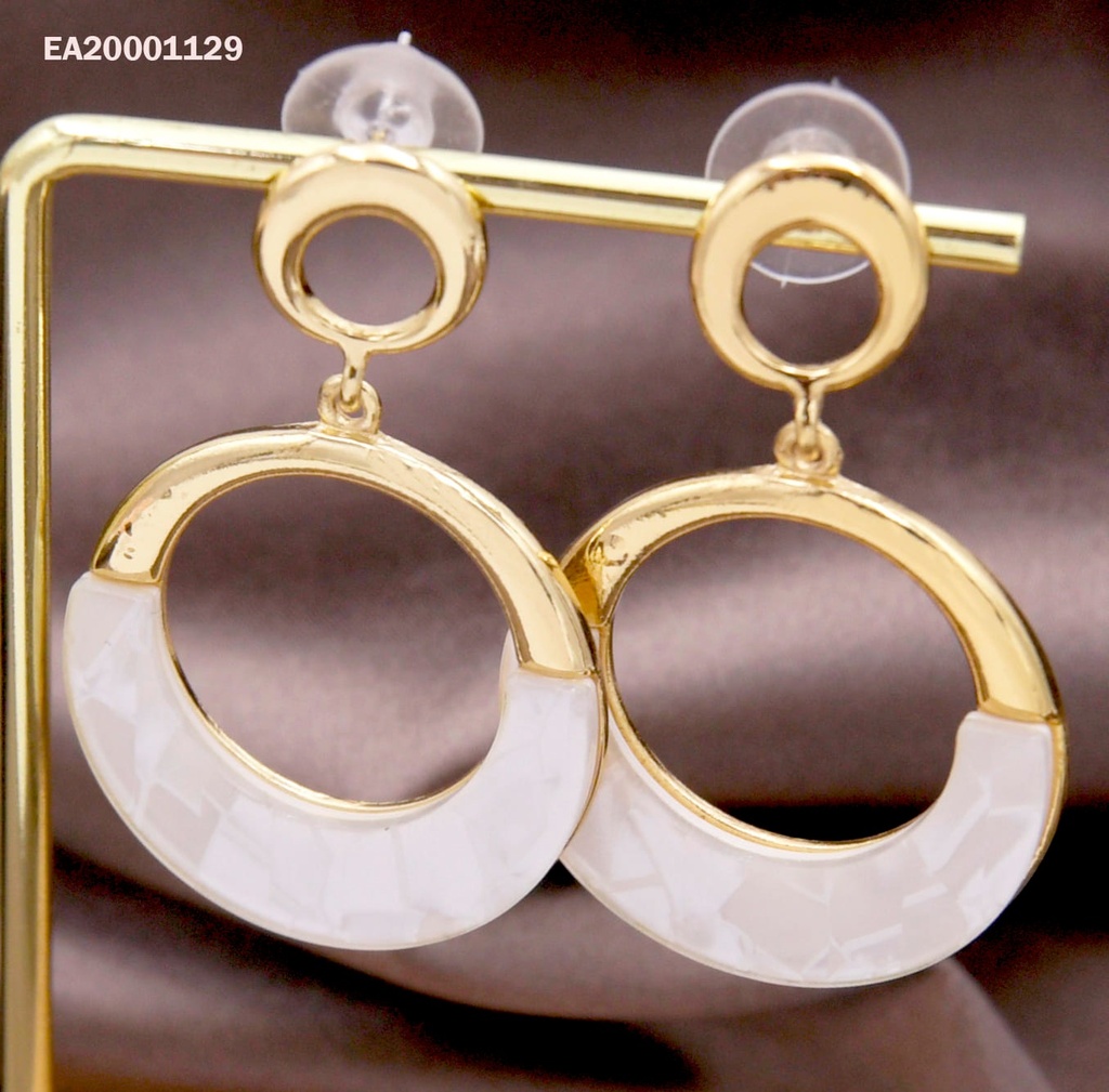 ARETES COLGAR ARO MITAD DORADO/BLANCO