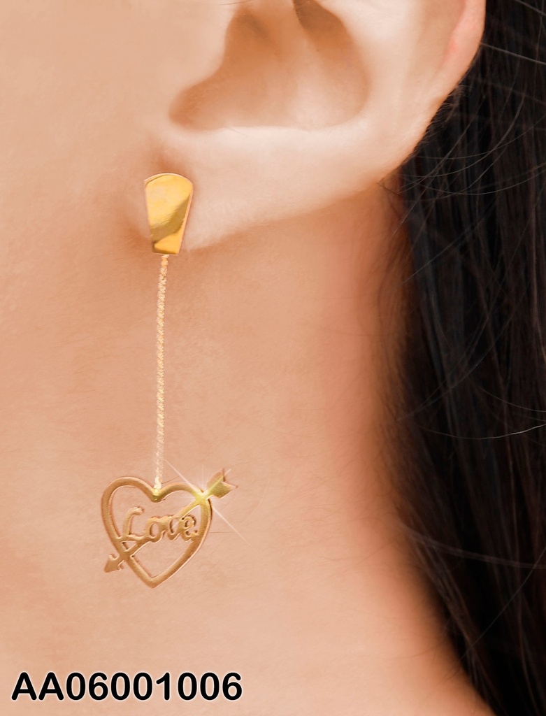 ARETES COLGAR CADENITA CROQUI CORAZÓN "LOVE"