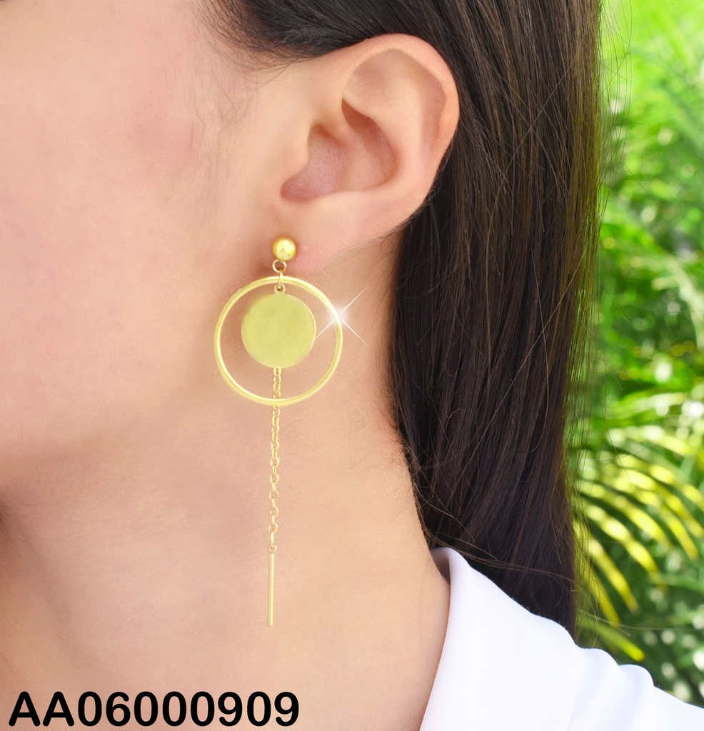 ARETES COLGAR CÍRCULO C/PLACA RD CADENITA COLGANTE