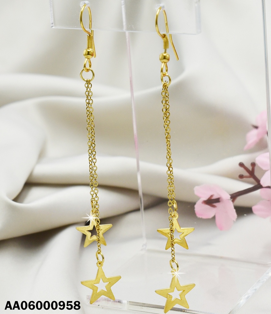 ARETES COLGAR DOBLE CADENITAS C/CROQUI ESTRELLAS