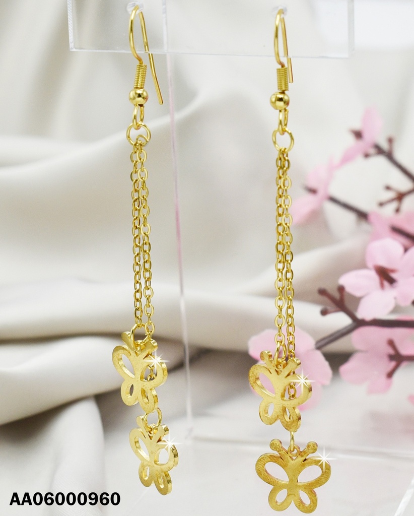 ARETES COLGAR DOBLE CADENITAS C/CROQUIS MARIPOSAS