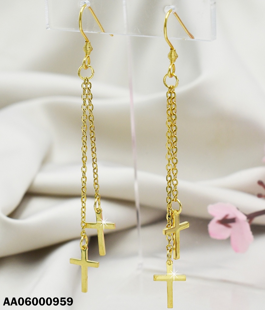 ARETES COLGAR DOBLE CADENITAS C/CRUCES