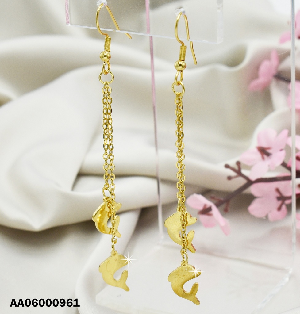 ARETES COLGAR DOBLE CADENITAS C/DELFINES
