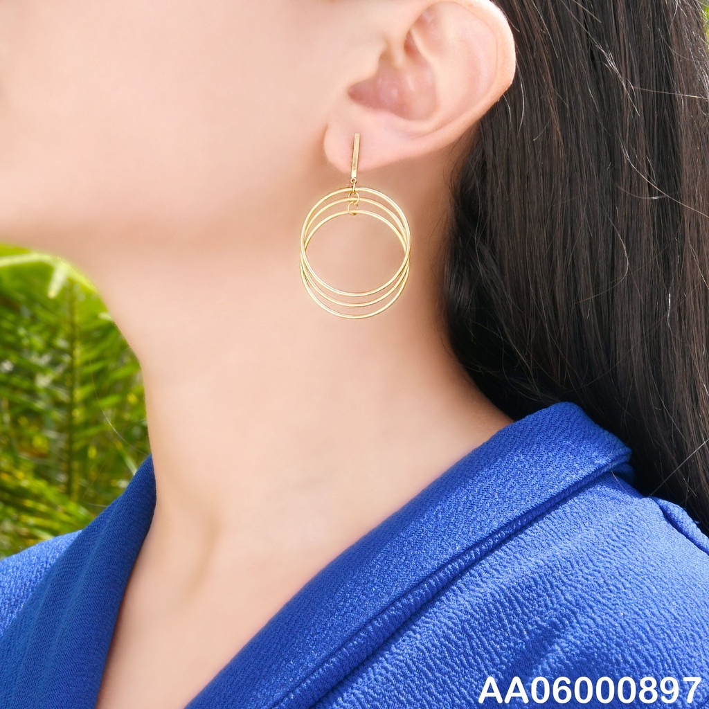 ARETES COLGAR LÍNEA C/3 CÍRCULOS DORADOS