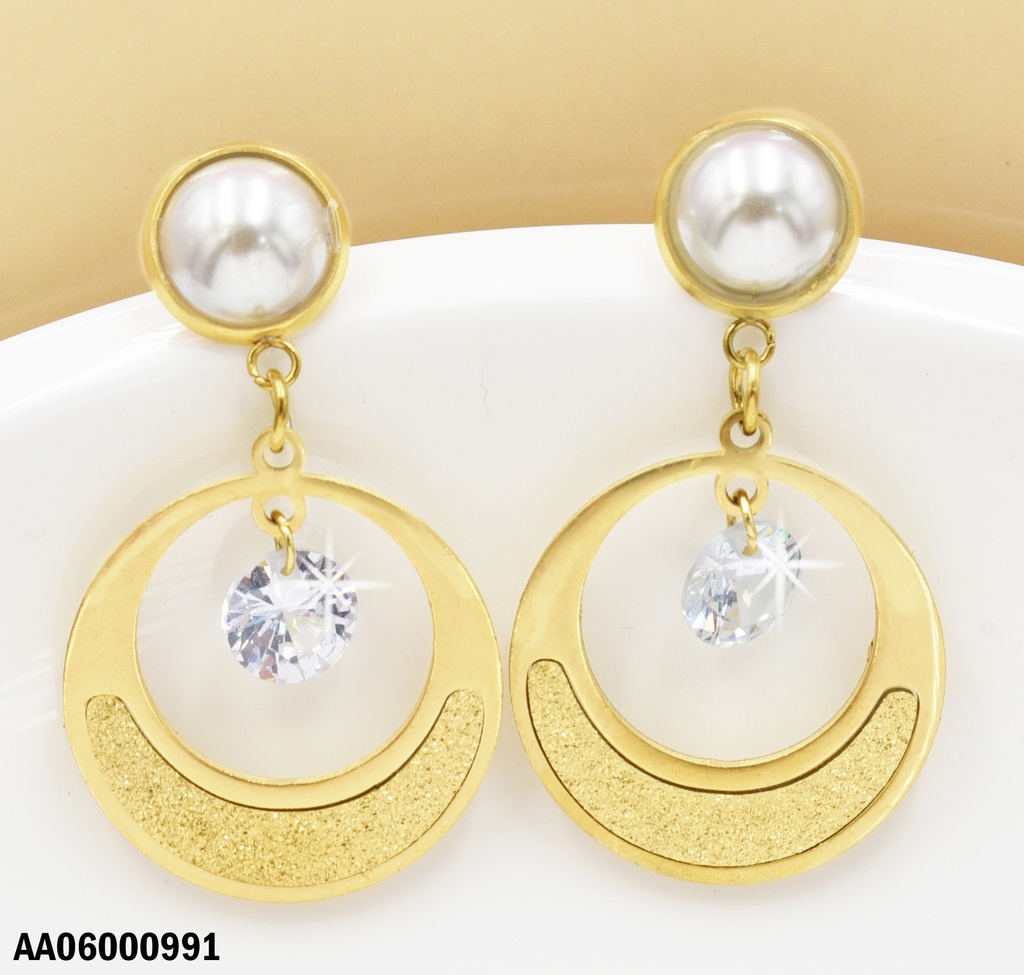 ARETES COLGAR MEDIA PERLA C/CROQUI CÍRCULO ZIRC MEDIO