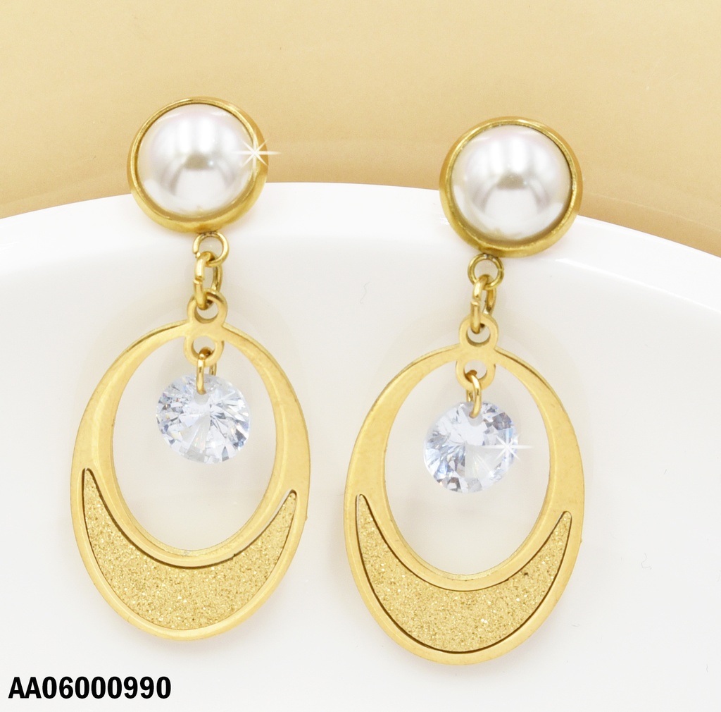 ARETES COLGAR MEDIA PERLA C/CROQUI ÓVALO ZIRC MEDIO