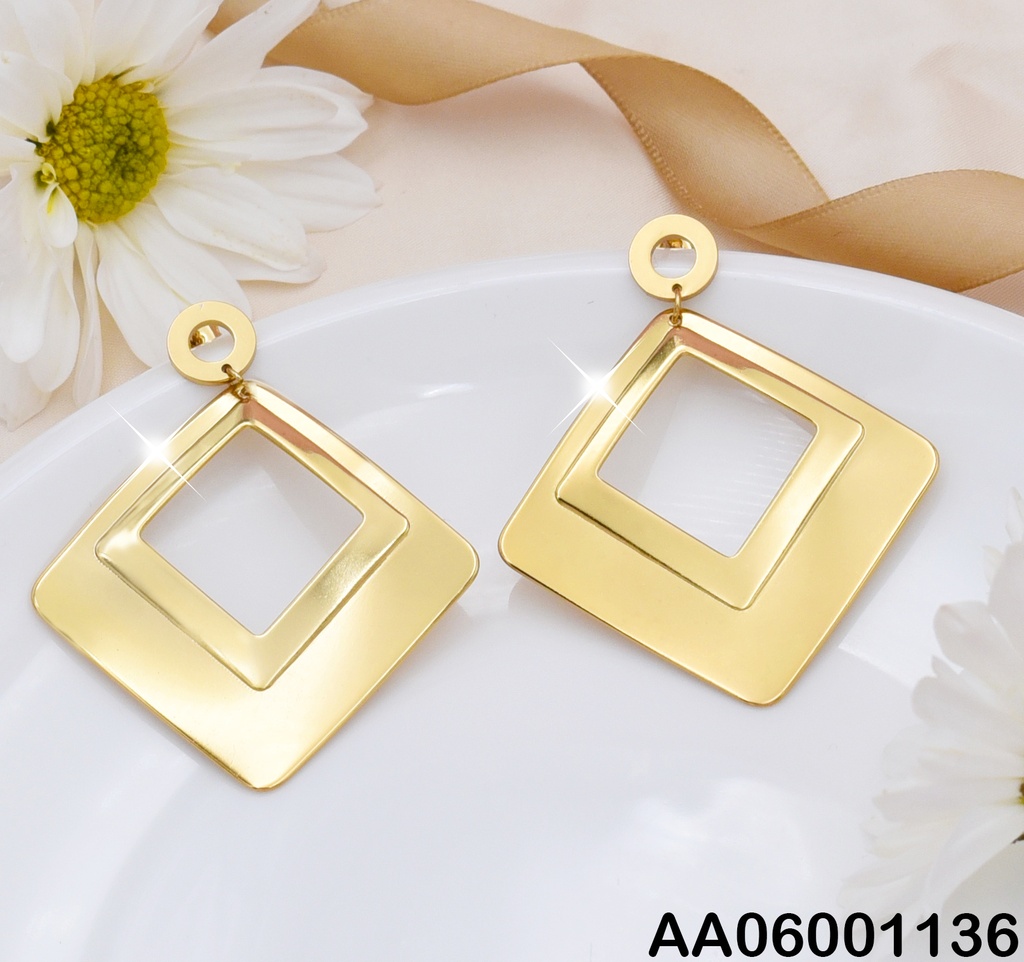 ARETES COLGAR ROMBO DOBLE ONDULADO