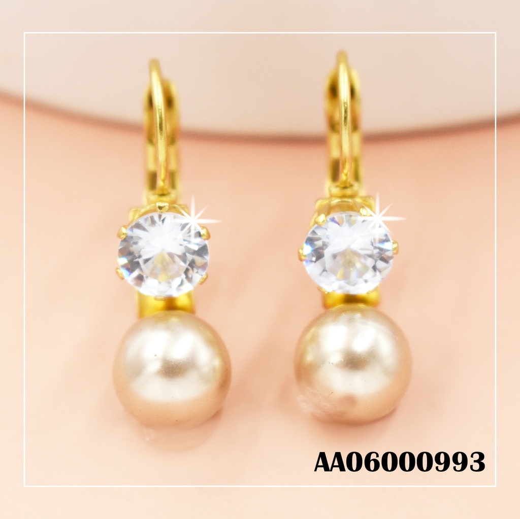 ARETES COLGAR ZIRCONIA PELOTITA BEIGE