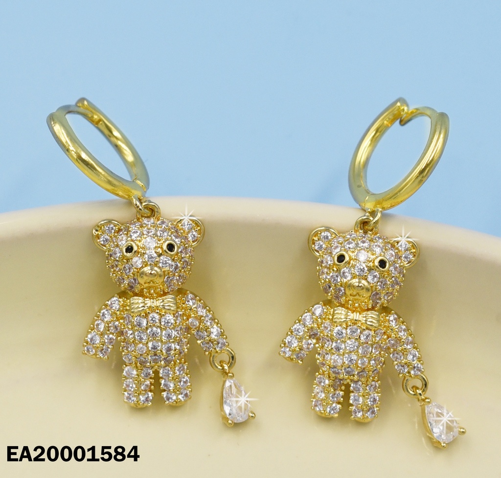 ARETES CON OSITO DE ZIRCONIAS C/GOTA MANO