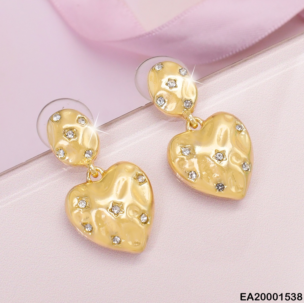 ARETES CORAZONES DORADOS ZIRCONIAS INCRUSTADAS